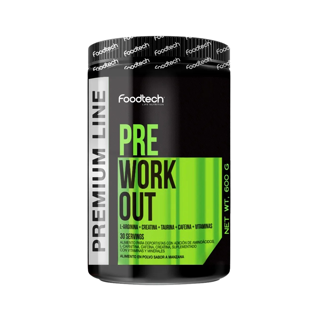 Pre entreno Foodtech 600g sabor manzana