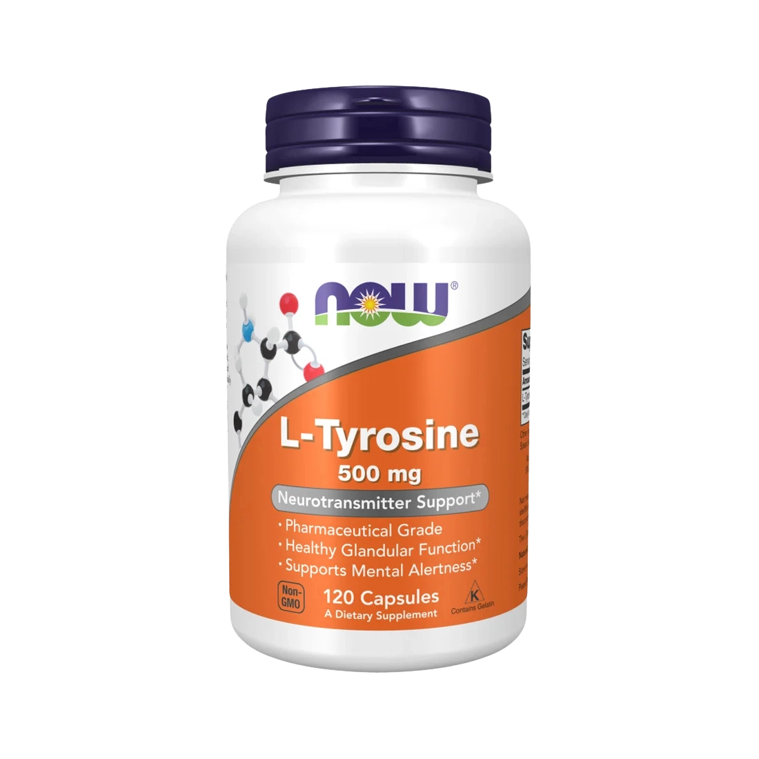 L Tirosina 500 mg NOW Foods 120 cápsulas suplemento aminoácido